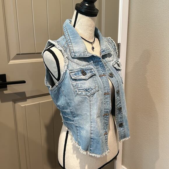 LOVE CULTURE Denim Vest Sz M - Picture 2 of 10